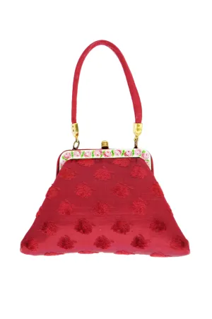 1950s Roberta di Camerino Red Tapestry Evening Bag with Hand Painted Porcelain