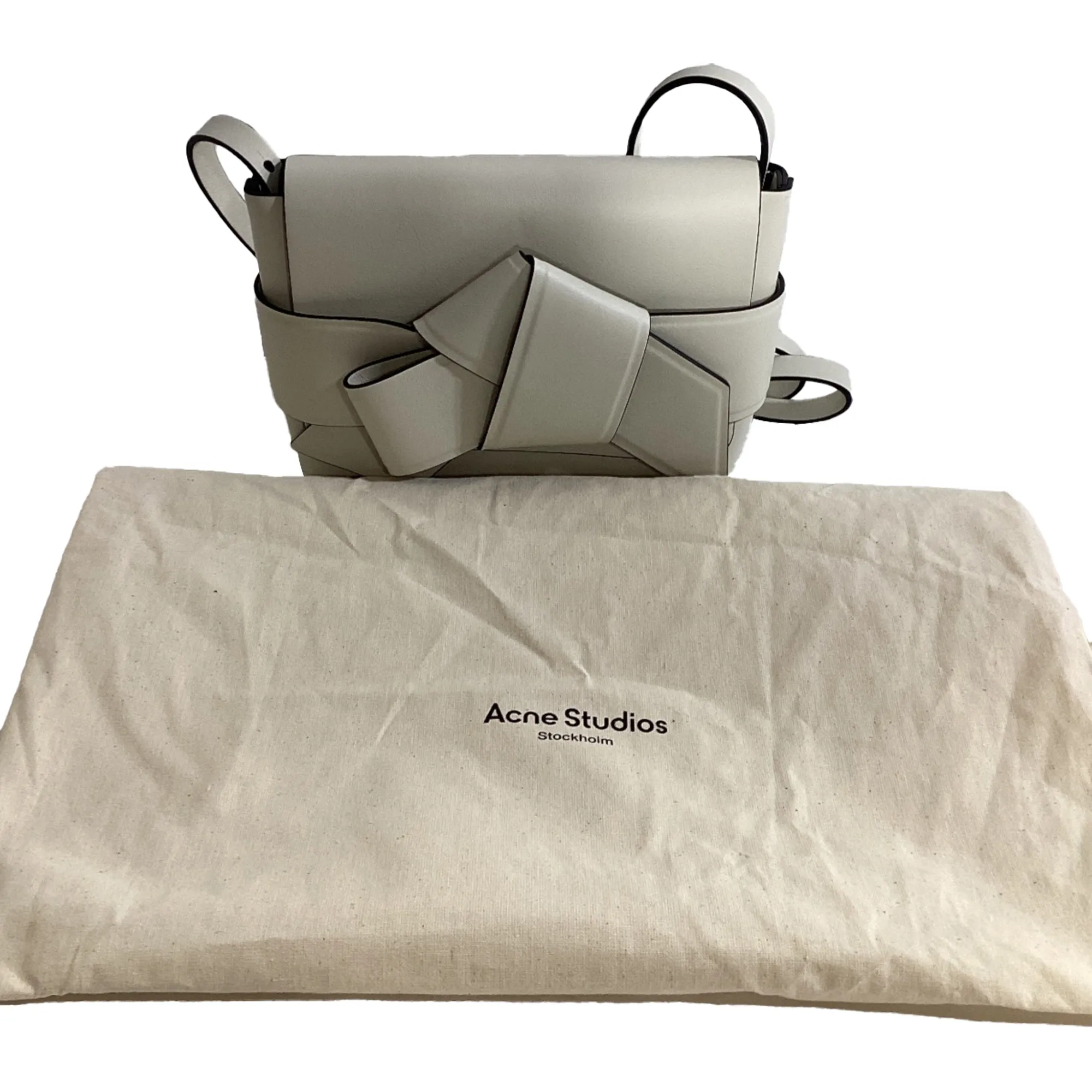 Acne Studios Musubi Knot-Embellished Shoulder Bag In White Leather