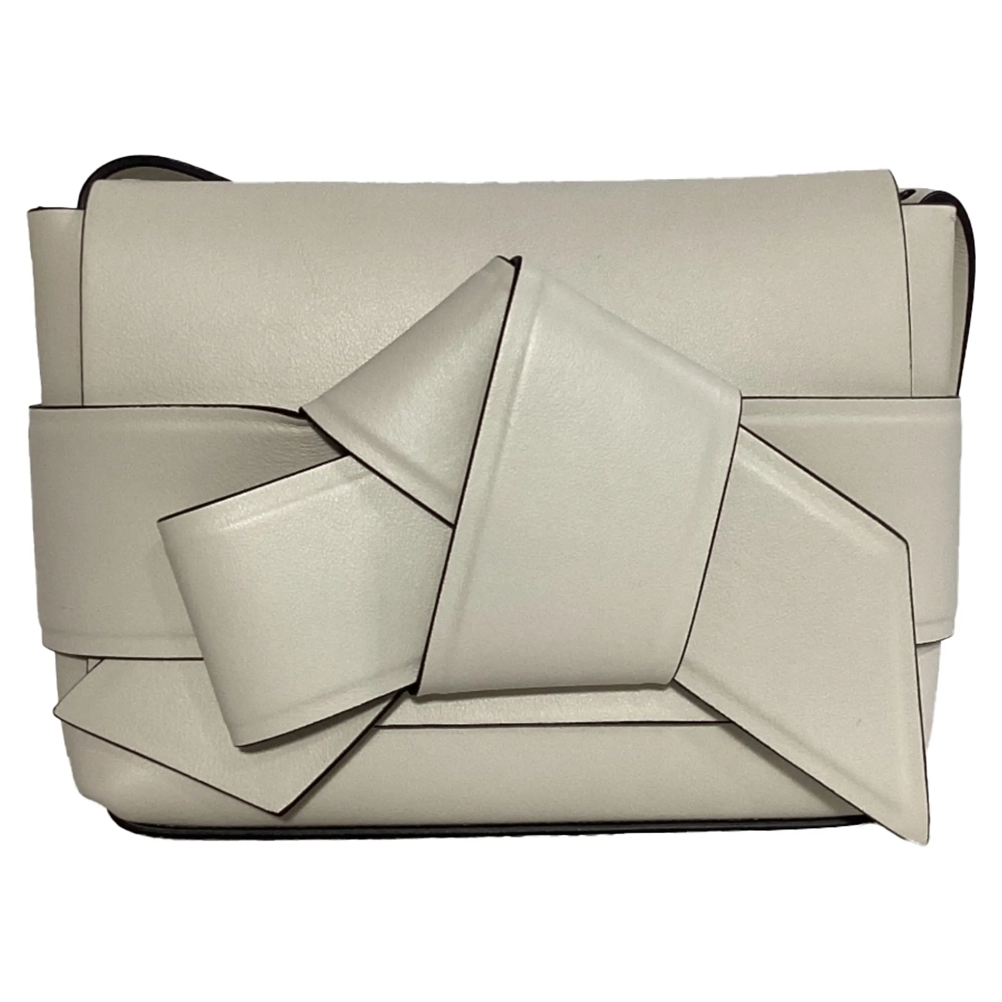 Acne Studios Musubi Knot-Embellished Shoulder Bag In White Leather