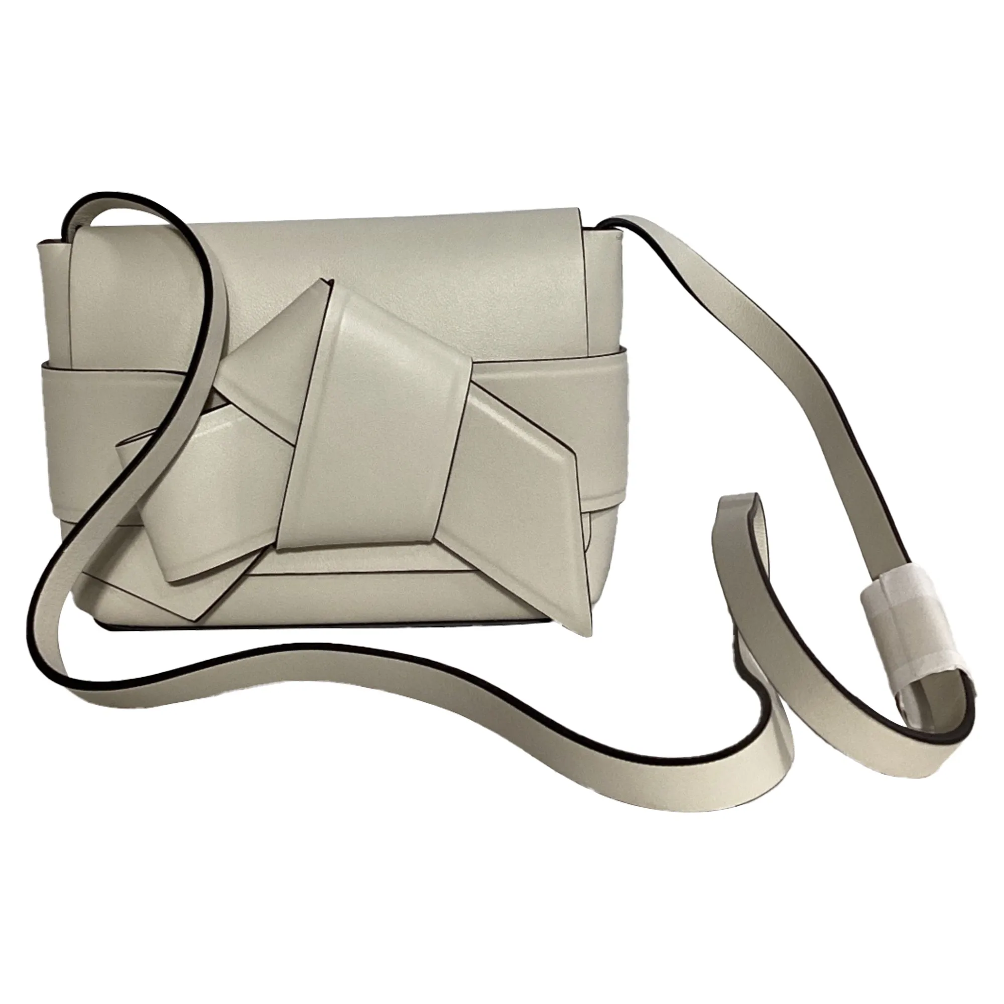 Acne Studios Musubi Knot-Embellished Shoulder Bag In White Leather