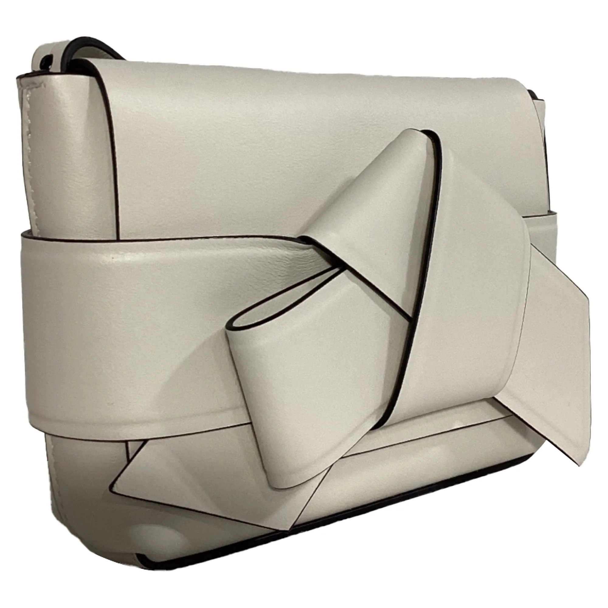 Acne Studios Musubi Knot-Embellished Shoulder Bag In White Leather