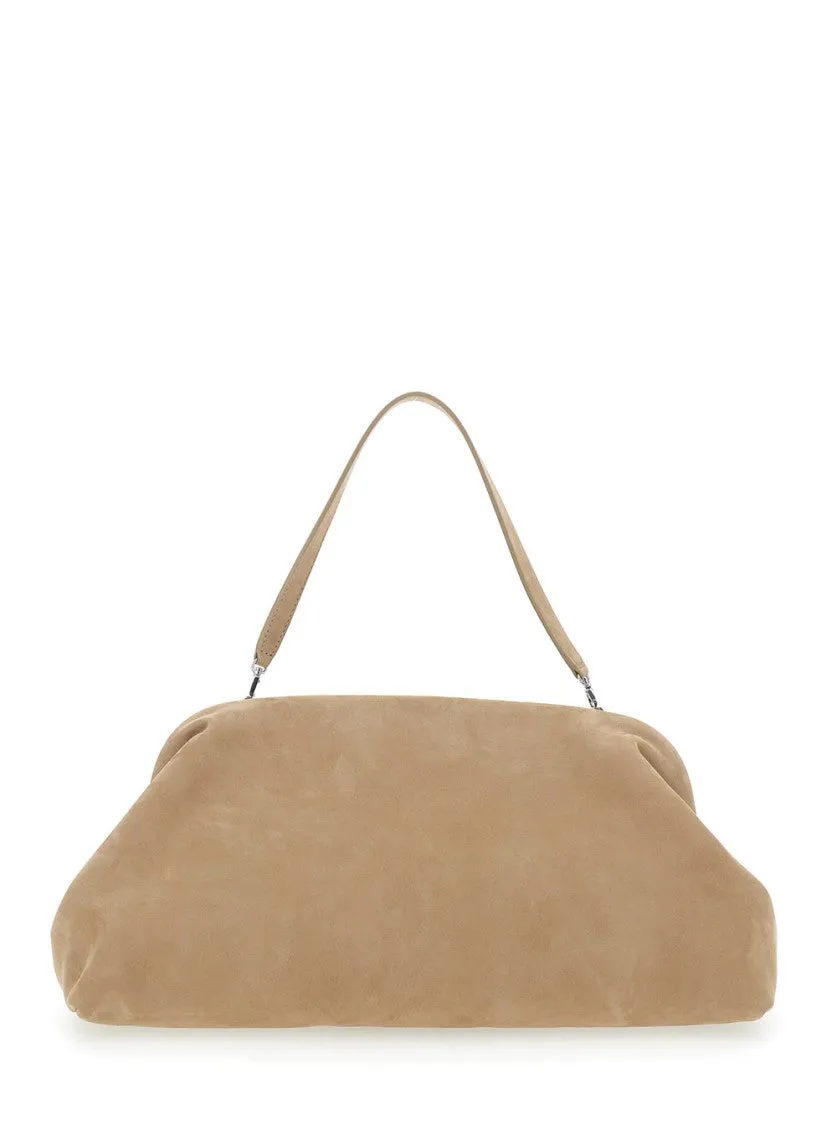 Beige Shoulder Bag With Logo Lettering