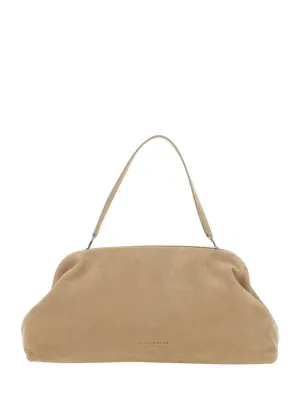 Beige Shoulder Bag With Logo Lettering