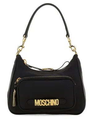 Black Fabric Bag With Logo And Gold-Tone Hardware