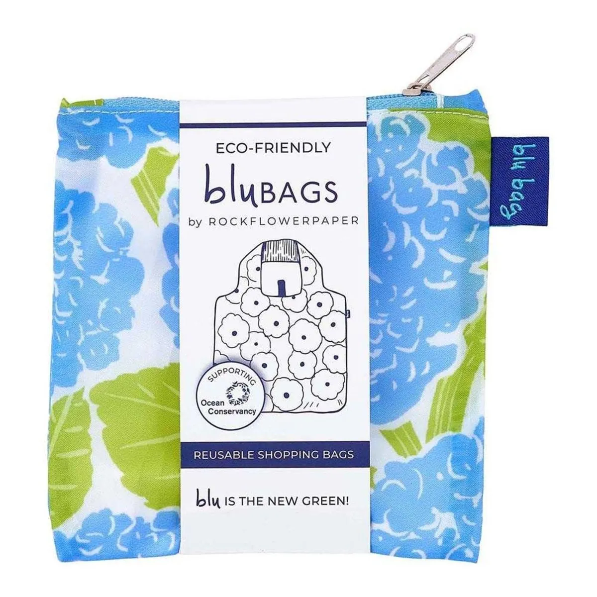 Blue Hydrangea blu Reusable Shopping Bag-Machine washable
