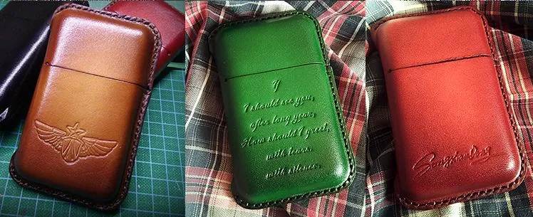 Blue Leather Mens Cigarette Holder Case Vintage Custom Cigarette Case for Men