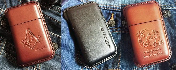 Blue Leather Mens Cigarette Holder Case Vintage Custom Cigarette Case for Men