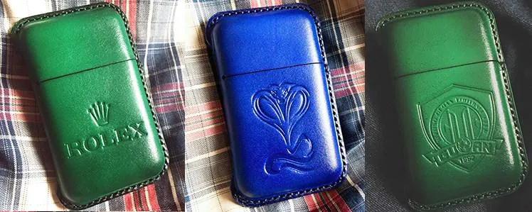 Blue Leather Mens Cigarette Holder Case Vintage Custom Cigarette Case for Men