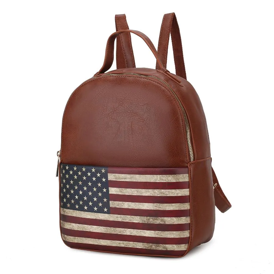 Briella Vegan Leather Womens FLAG Backpack