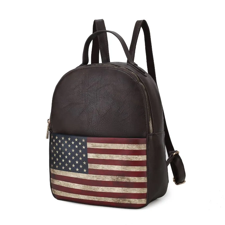 Briella Vegan Leather Womens FLAG Backpack