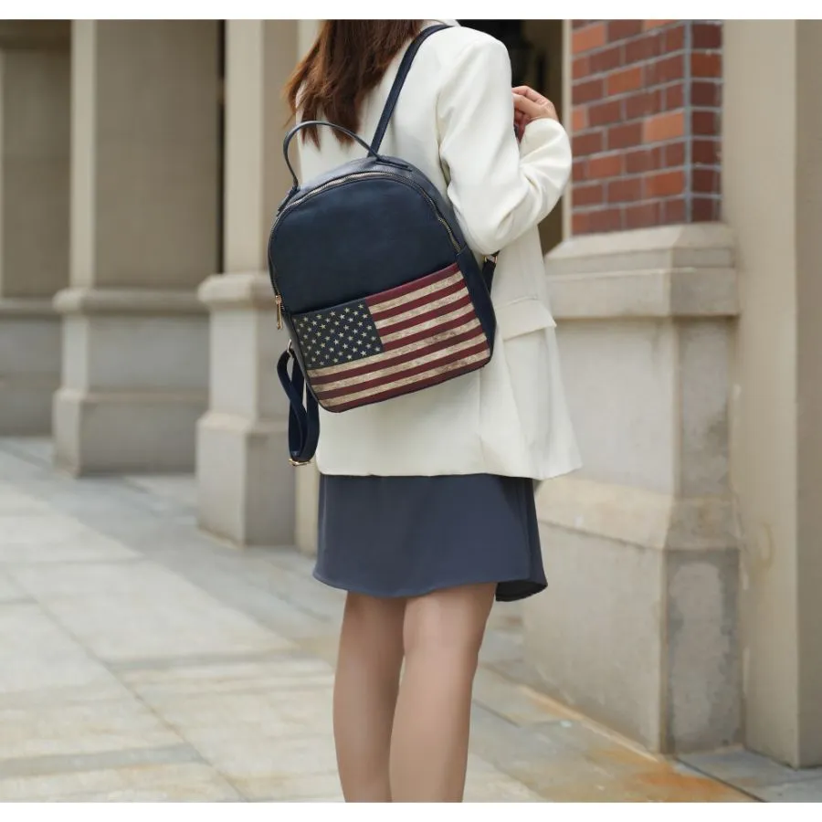 Briella Vegan Leather Womens FLAG Backpack