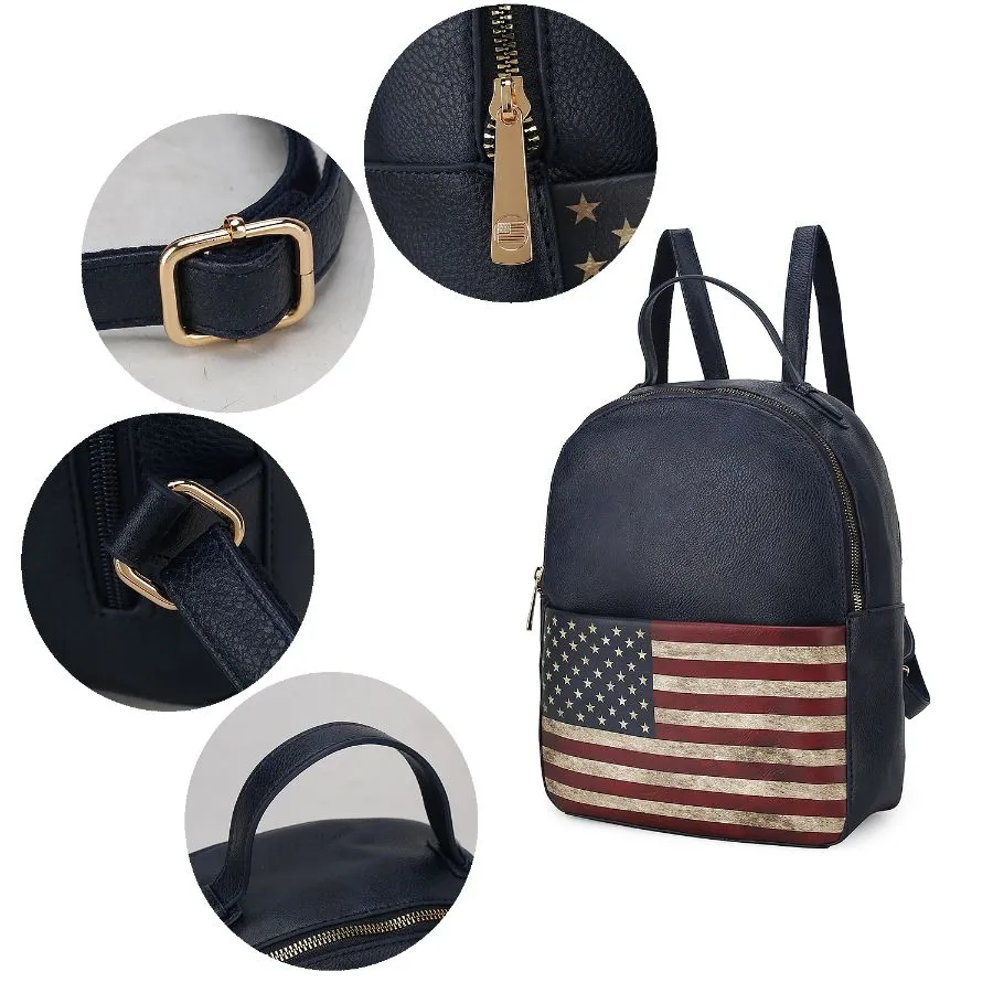 Briella Vegan Leather Womens FLAG Backpack