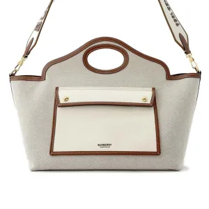 Burberry  Canvas Leather Handbag Shoulder Bag (Pre-Owned)