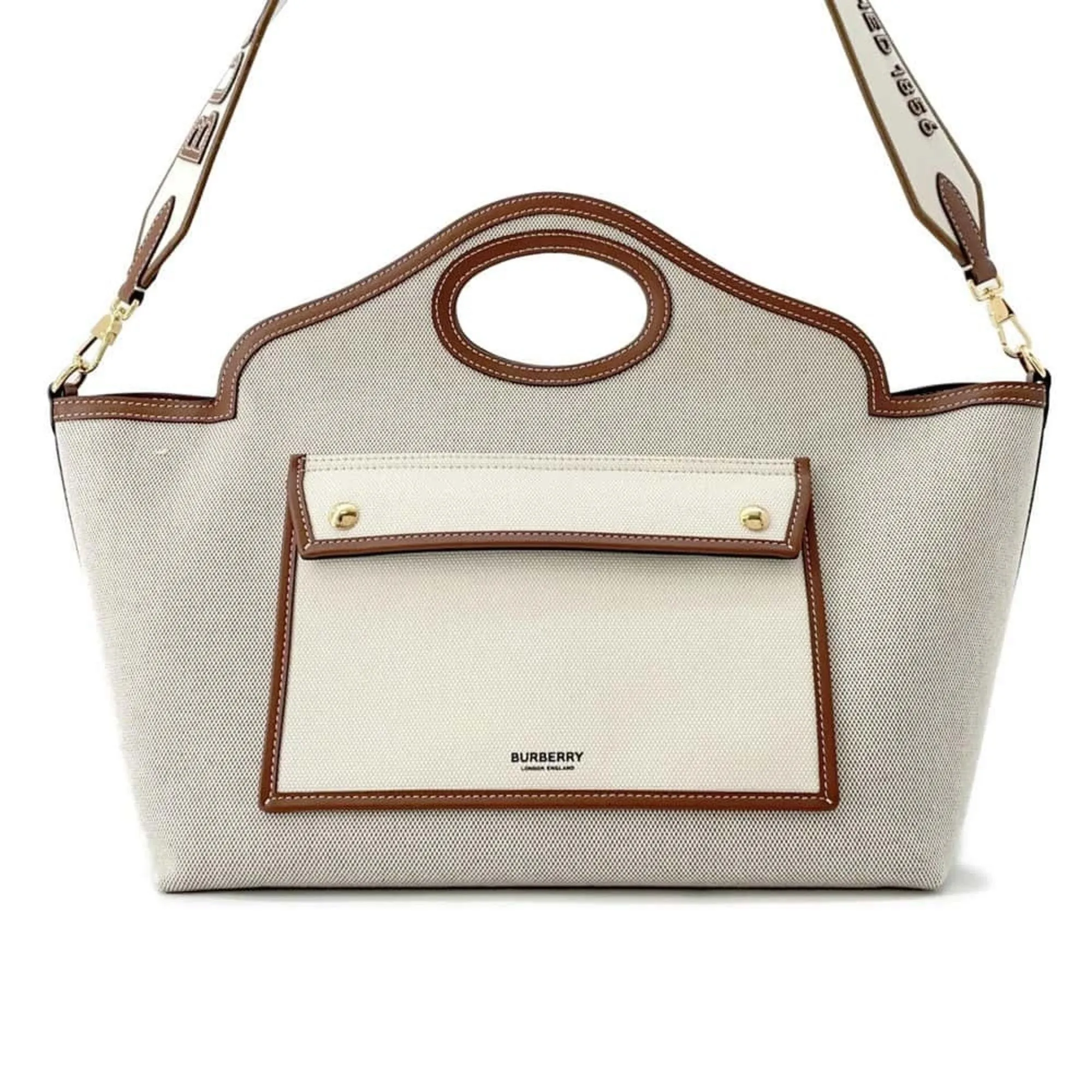 Burberry  Canvas Leather Handbag Shoulder Bag (Pre-Owned)