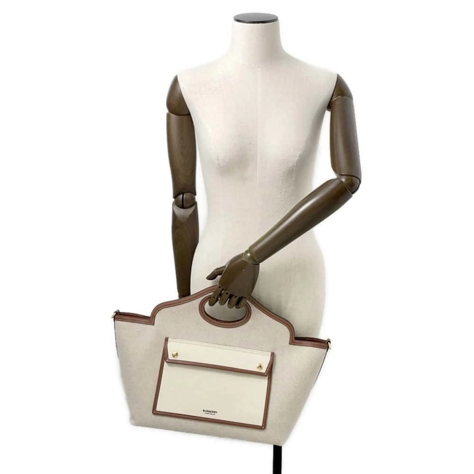 Burberry  Canvas Leather Handbag Shoulder Bag (Pre-Owned)