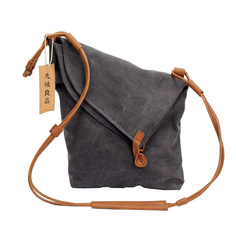 Canvas Mens Womens Casual Gray 12???? Shoulder Bag Courier Bag Side Bag Messenger Bag for Men