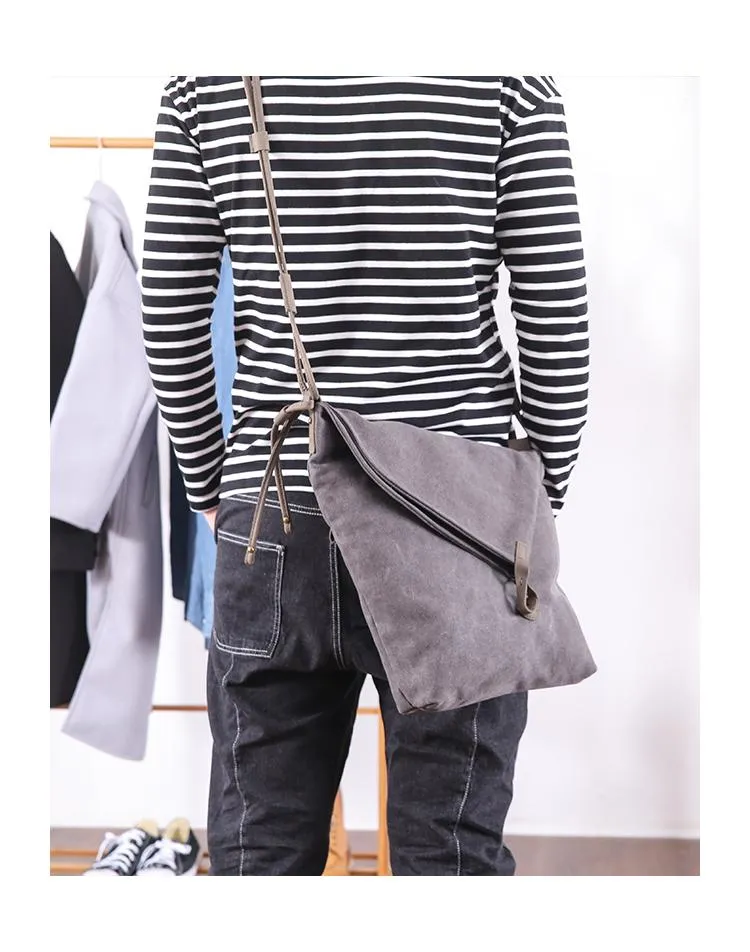 Canvas Mens Womens Casual Gray 12???? Shoulder Bag Courier Bag Side Bag Messenger Bag for Men