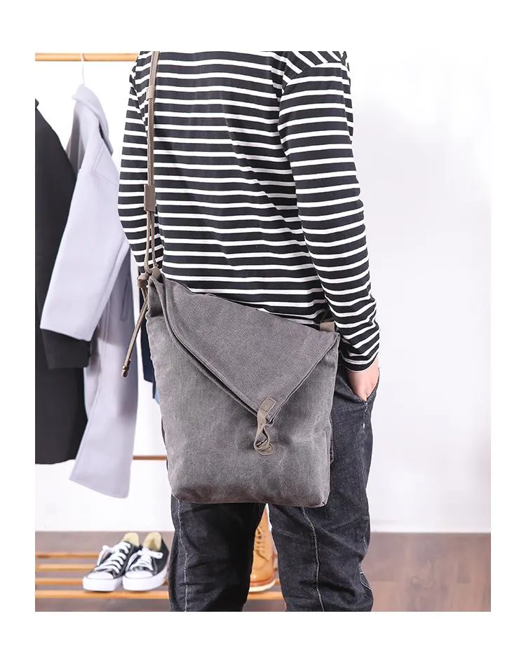 Canvas Mens Womens Casual Gray 12???? Shoulder Bag Courier Bag Side Bag Messenger Bag for Men