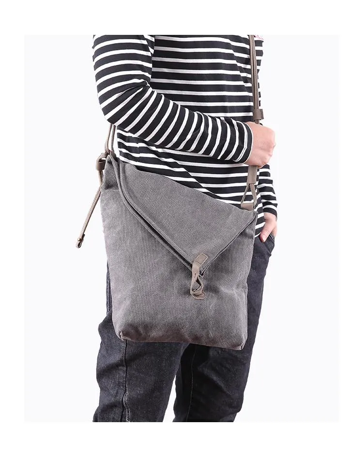 Canvas Mens Womens Casual Gray 12???? Shoulder Bag Courier Bag Side Bag Messenger Bag for Men