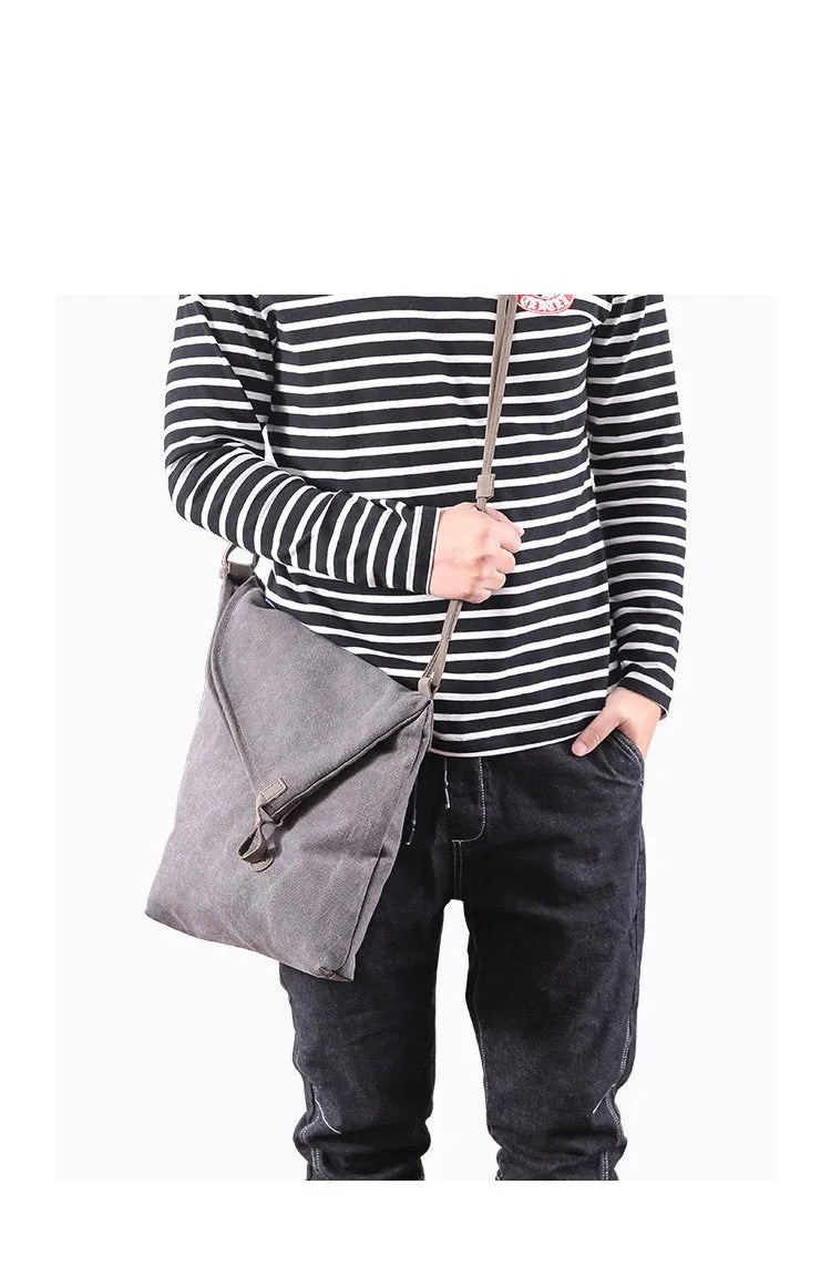 Canvas Mens Womens Casual Gray 12???? Shoulder Bag Courier Bag Side Bag Messenger Bag for Men