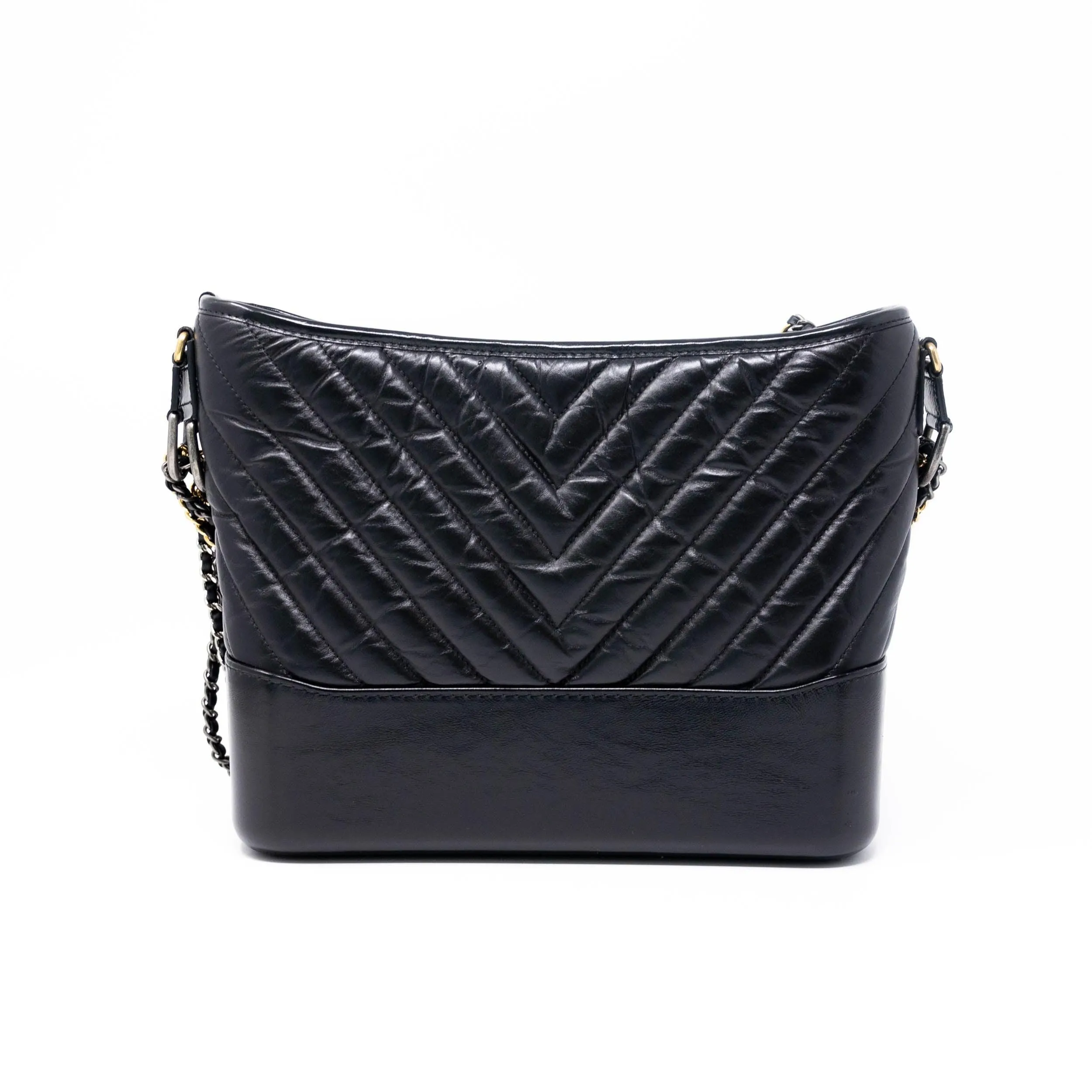 Chanel Black Chevron Medium Gabrielle Hobo