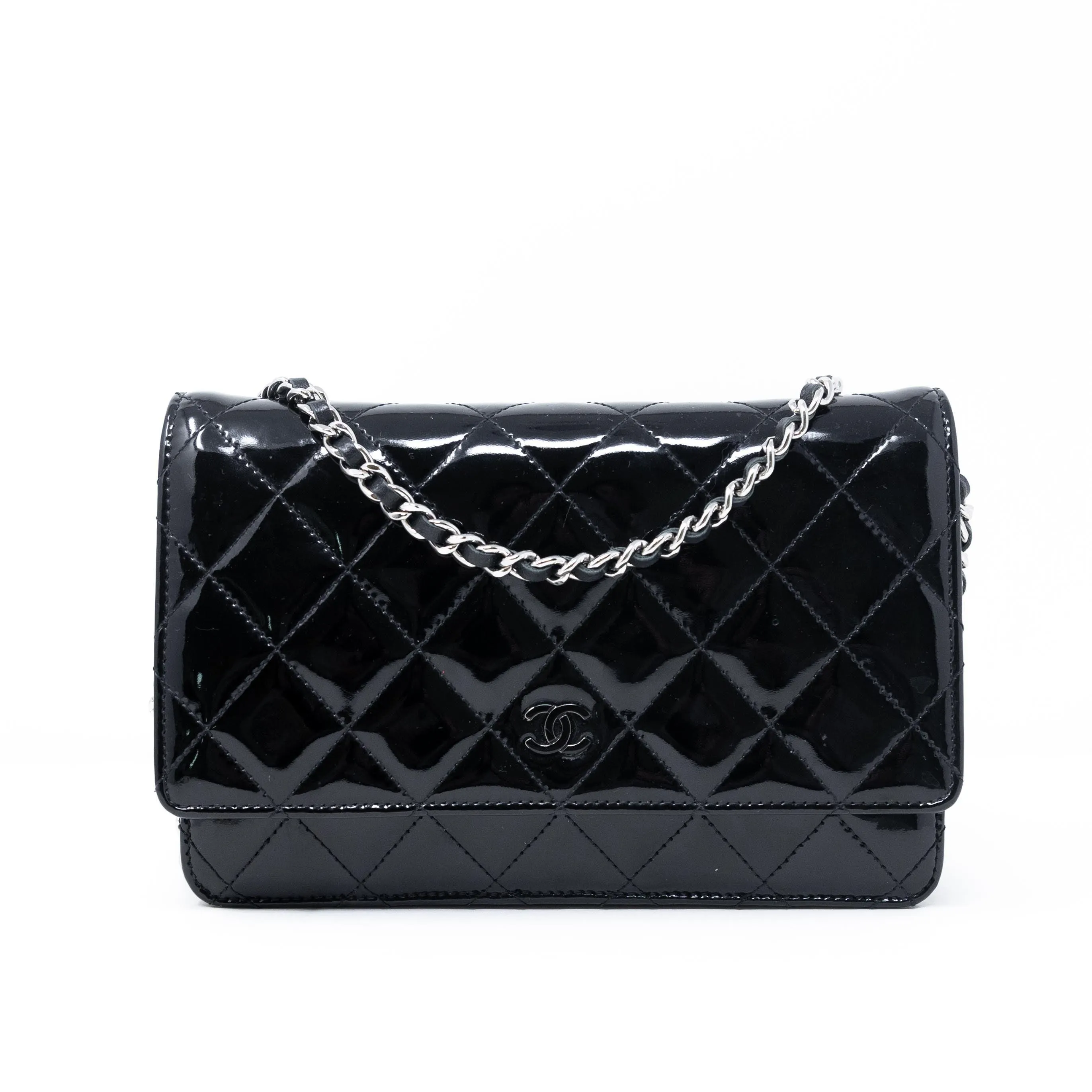 Chanel Black Patent Wallet On Chain
