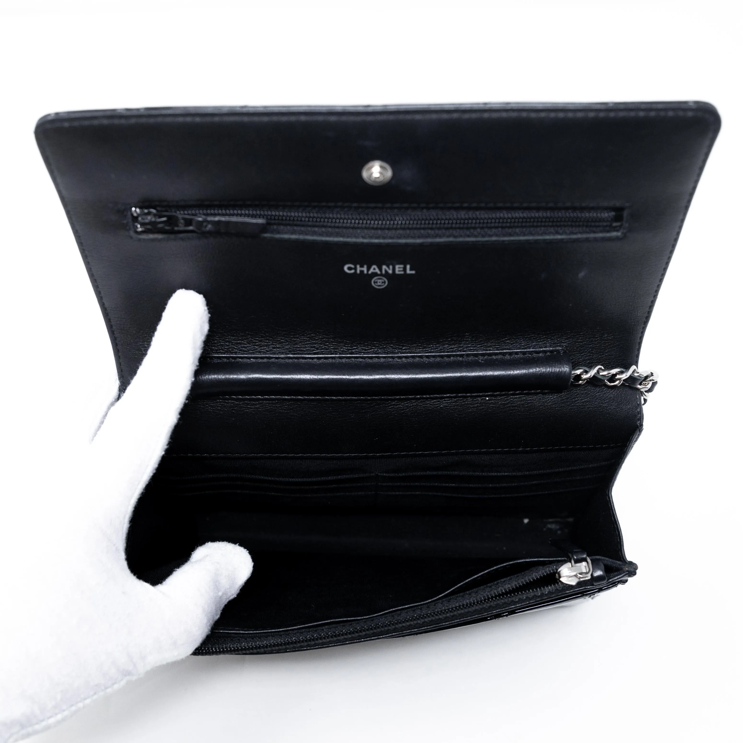 Chanel Black Patent Wallet On Chain