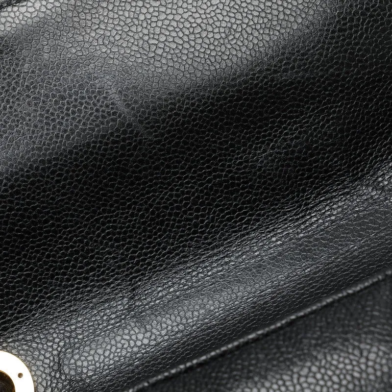 Chanel CC Caviar Vertical Quilted Single Flap Bag Leather Shoulder Bag in Good condition
