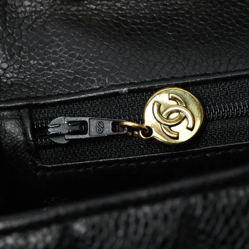 Chanel CC Caviar Vertical Quilted Single Flap Bag Leather Shoulder Bag in Good condition