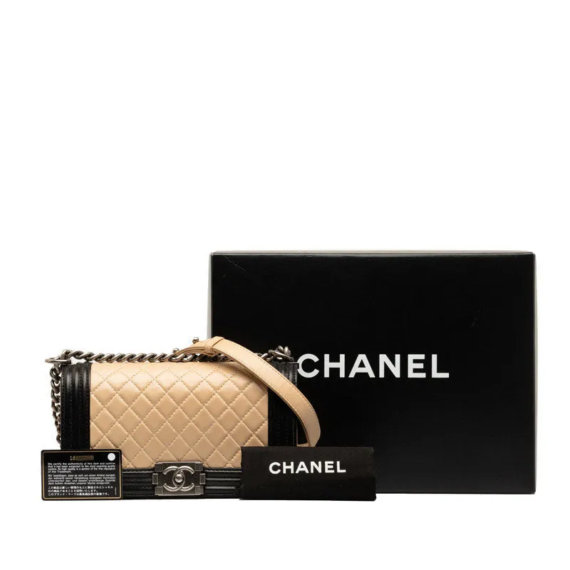 Chanel Leather Le Boy Flap Bag  Leather Shoulder Bag in Good condition