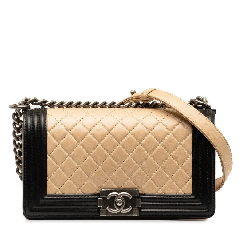 Chanel Leather Le Boy Flap Bag  Leather Shoulder Bag in Good condition
