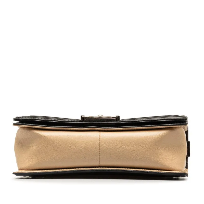 Chanel Leather Le Boy Flap Bag  Leather Shoulder Bag in Good condition