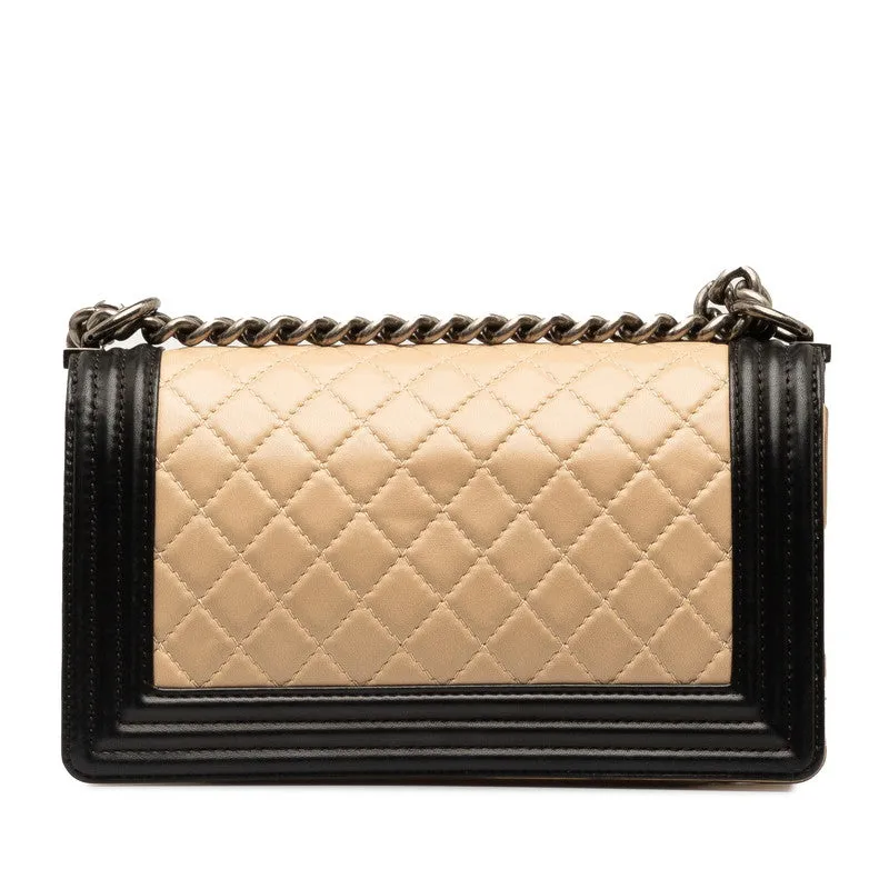 Chanel Leather Le Boy Flap Bag  Leather Shoulder Bag in Good condition