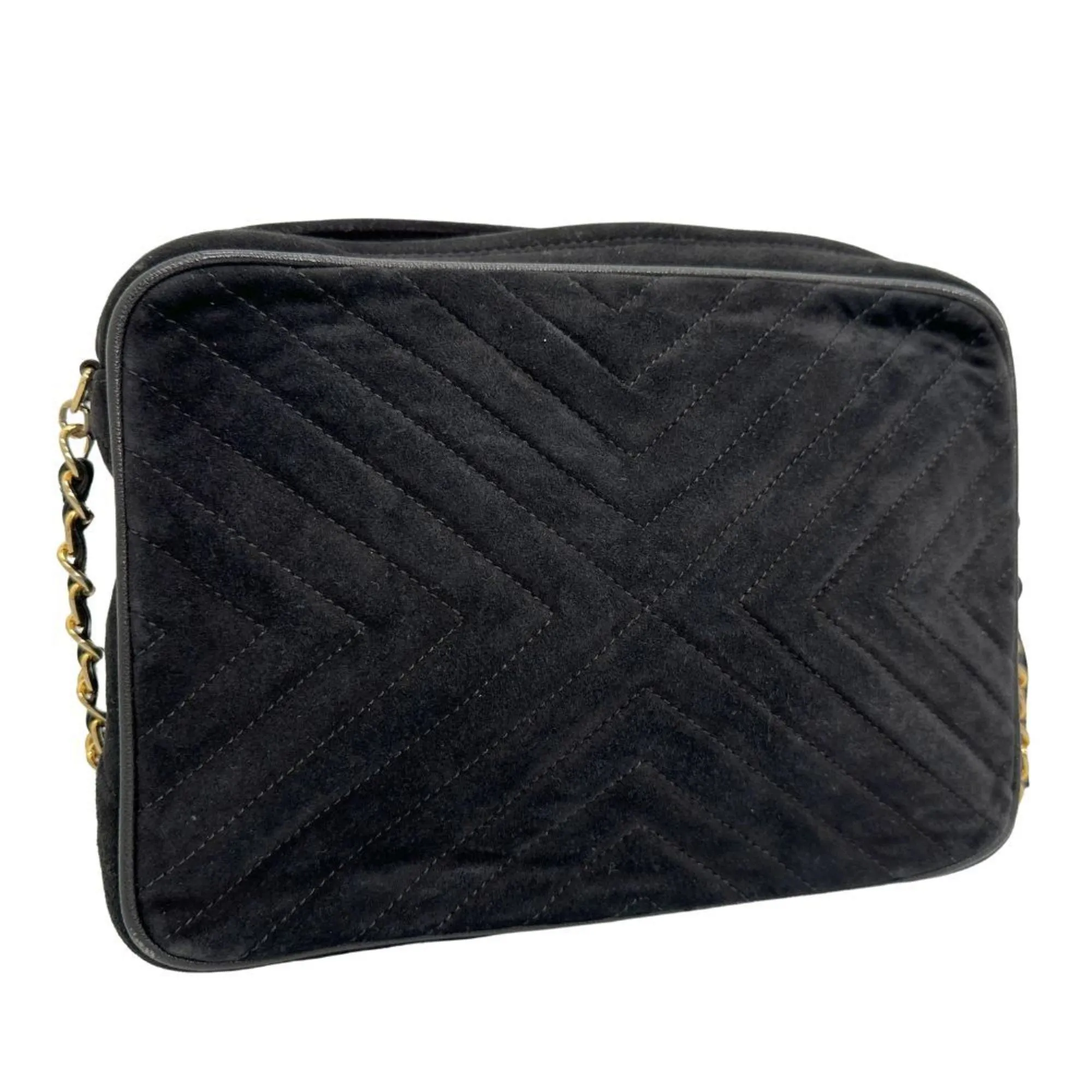 Chanel Logo Cc Suede Shoulder Bag (Pre-Owned)