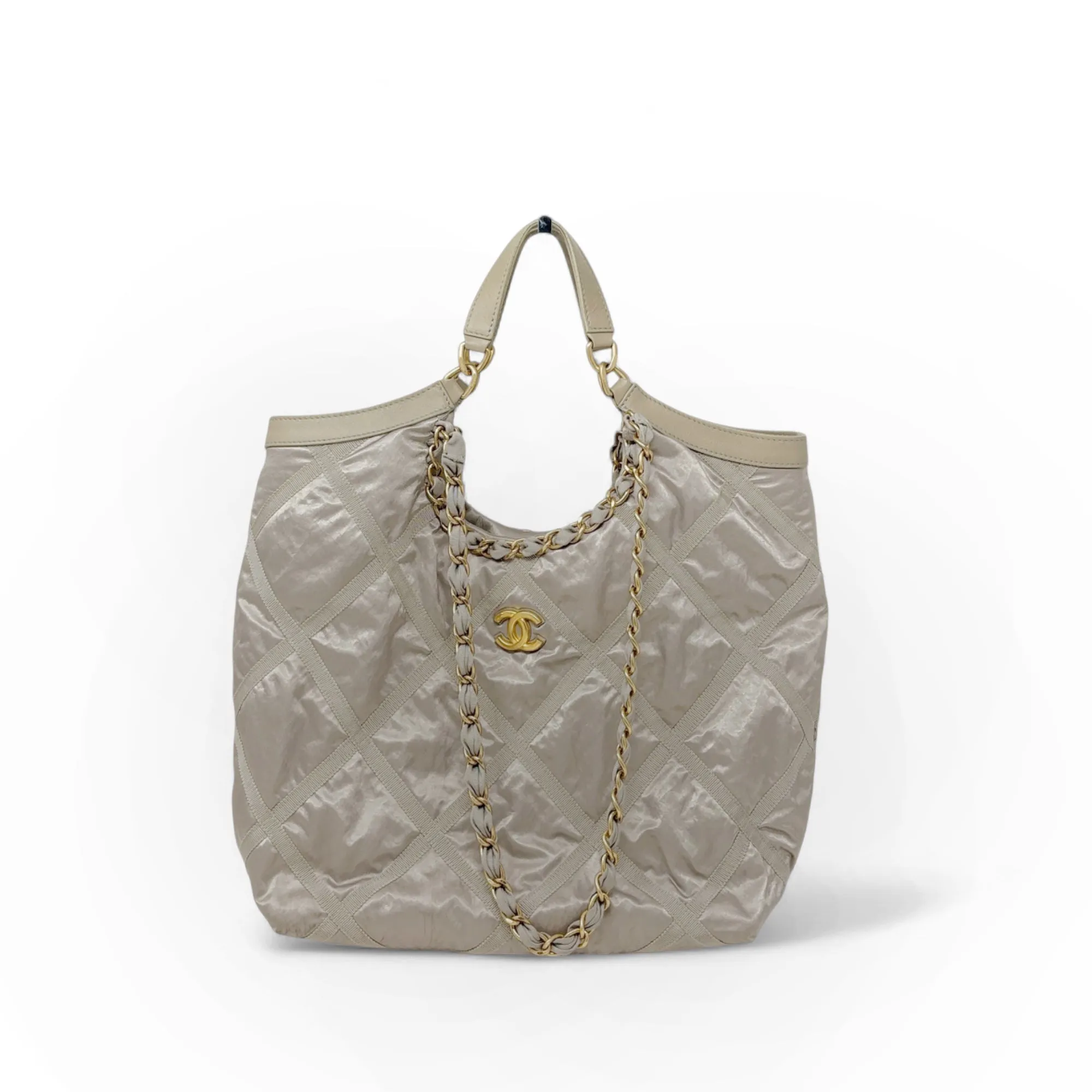 Chanel Silver Maxi Lifestyle Shopping Tote