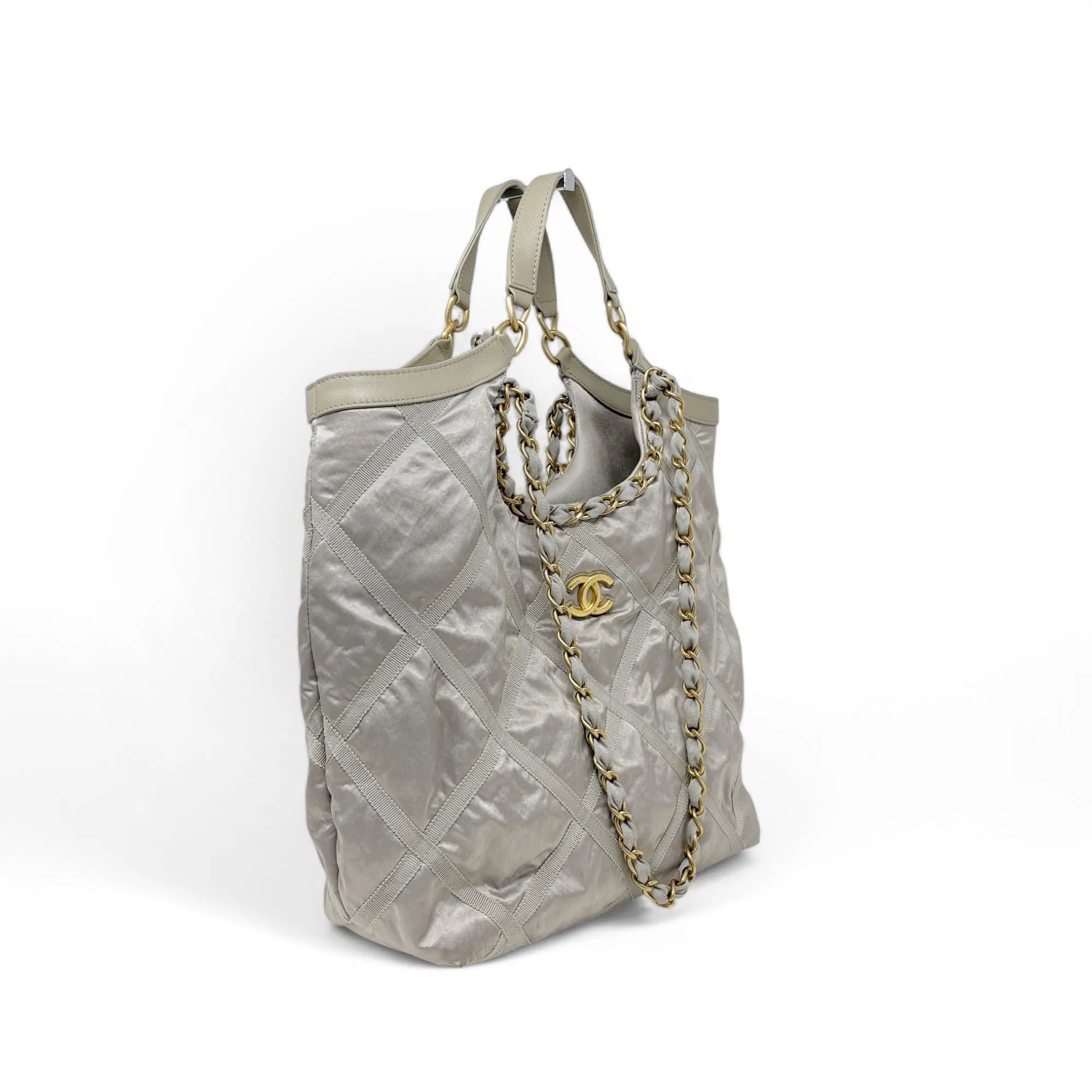 Chanel Silver Maxi Lifestyle Shopping Tote