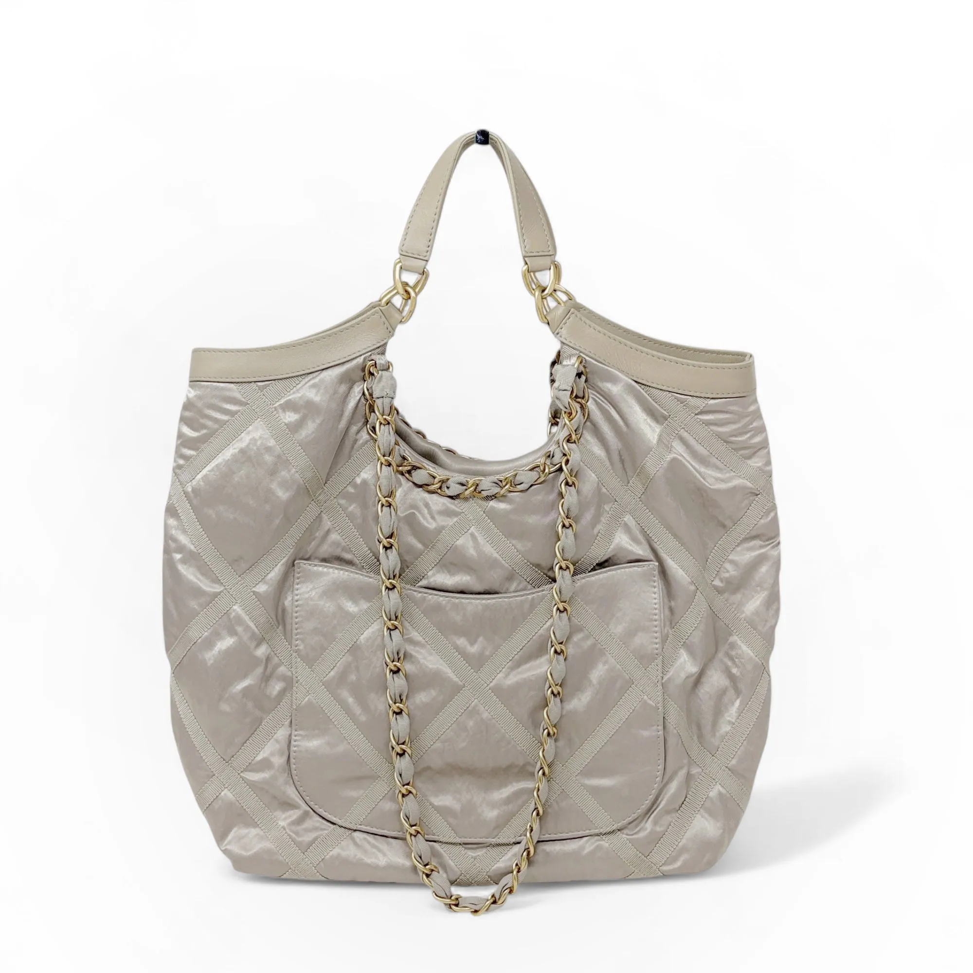 Chanel Silver Maxi Lifestyle Shopping Tote