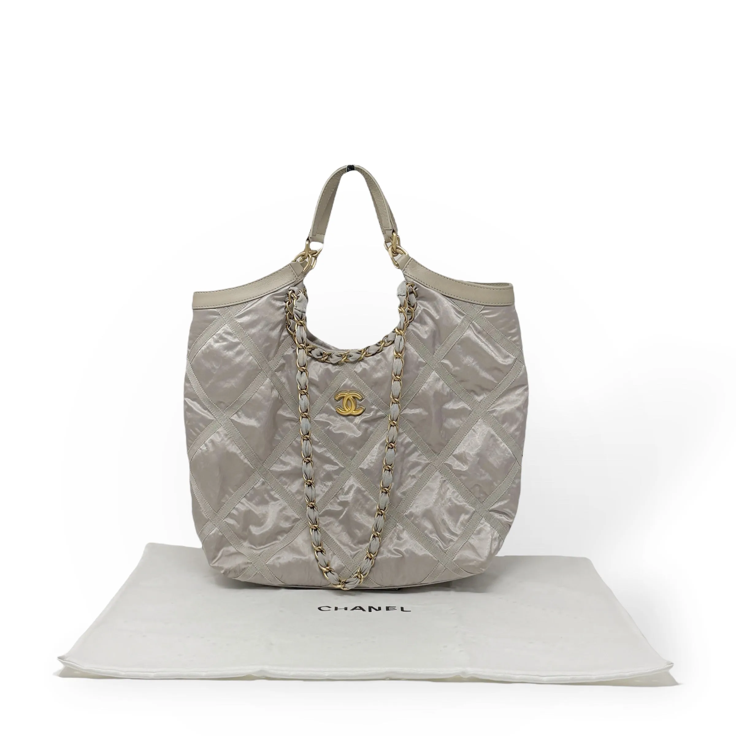 Chanel Silver Maxi Lifestyle Shopping Tote