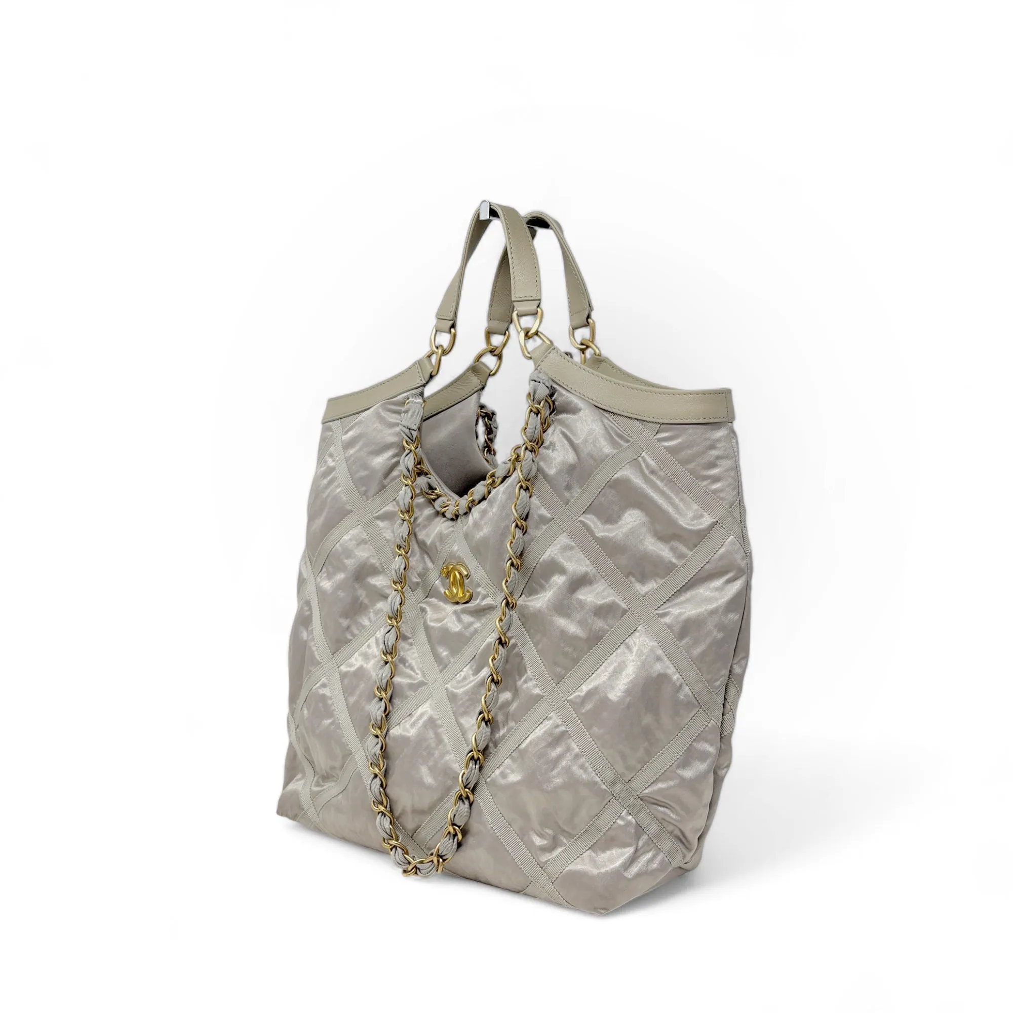 Chanel Silver Maxi Lifestyle Shopping Tote