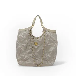 Chanel Silver Maxi Lifestyle Shopping Tote