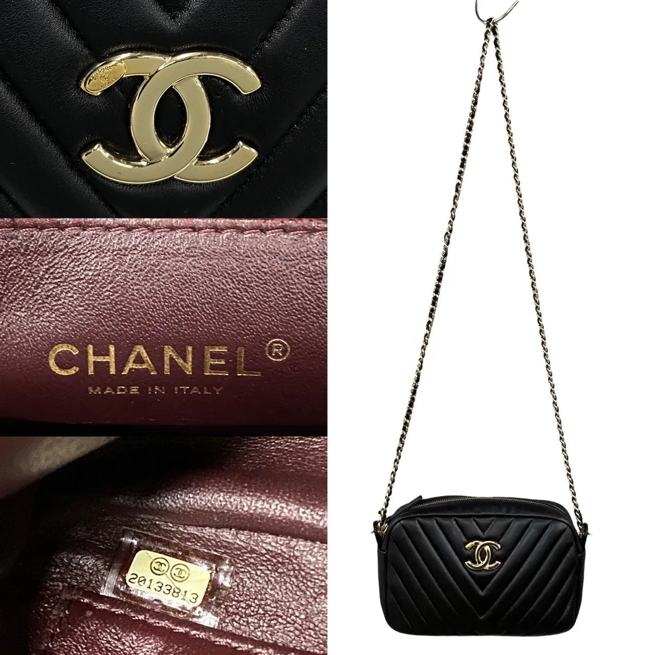 Chanel V Stitch Coco Lambskin Chain Shoulder Bag Leather Shoulder Bag 20S in Excellent condition