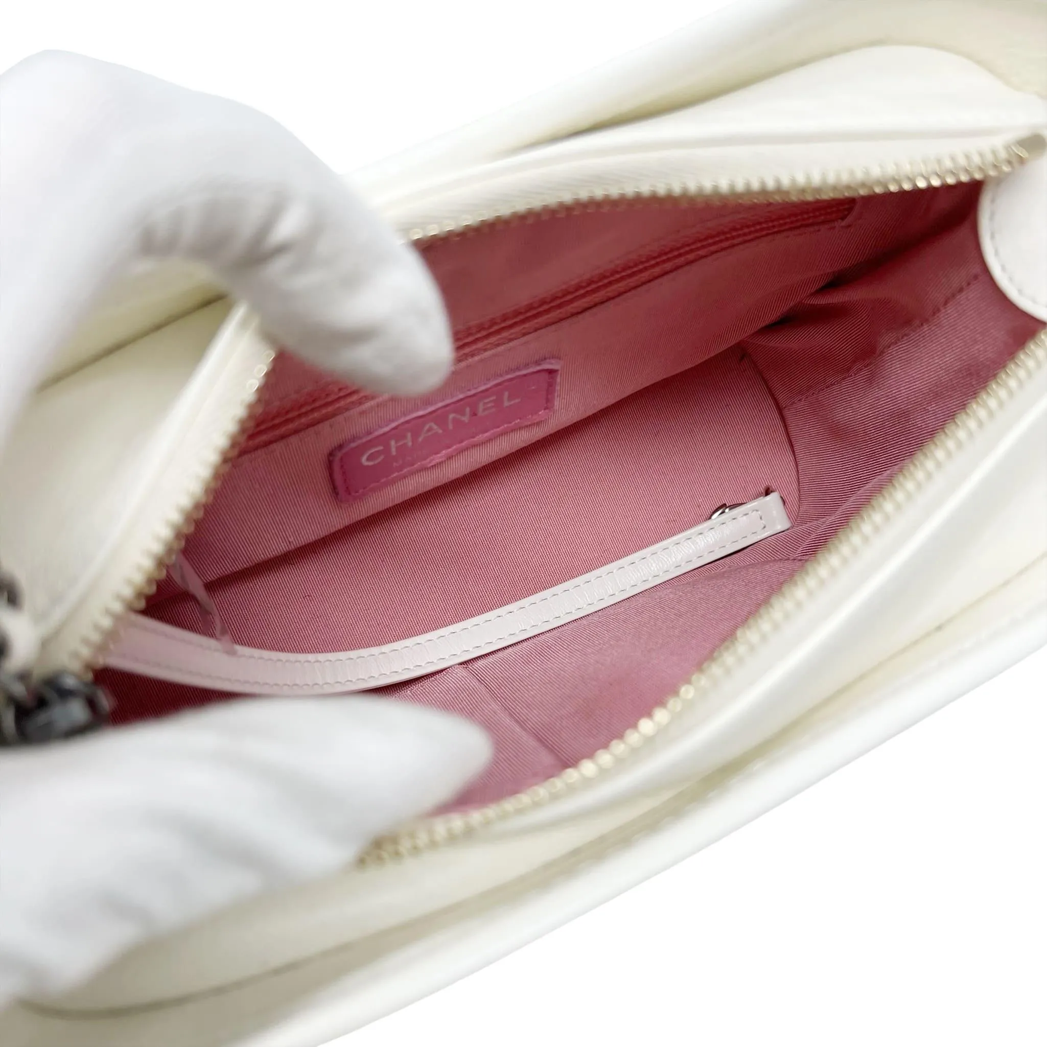 Chanel White Aged Calfskin Small Gabrielle Bag