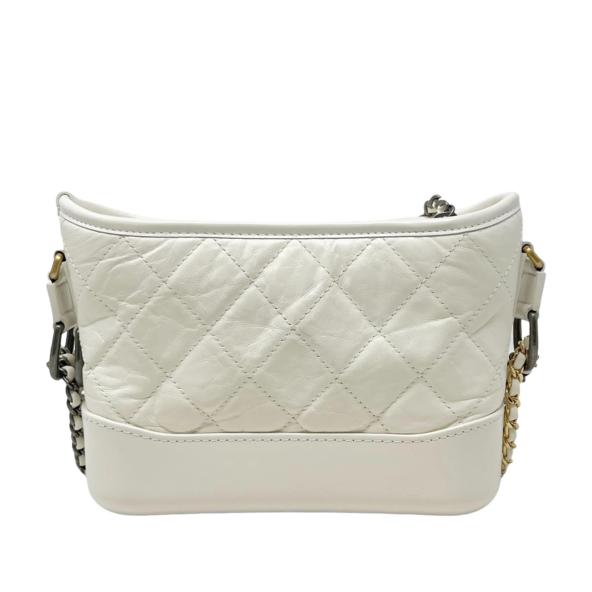 Chanel White Aged Calfskin Small Gabrielle Bag