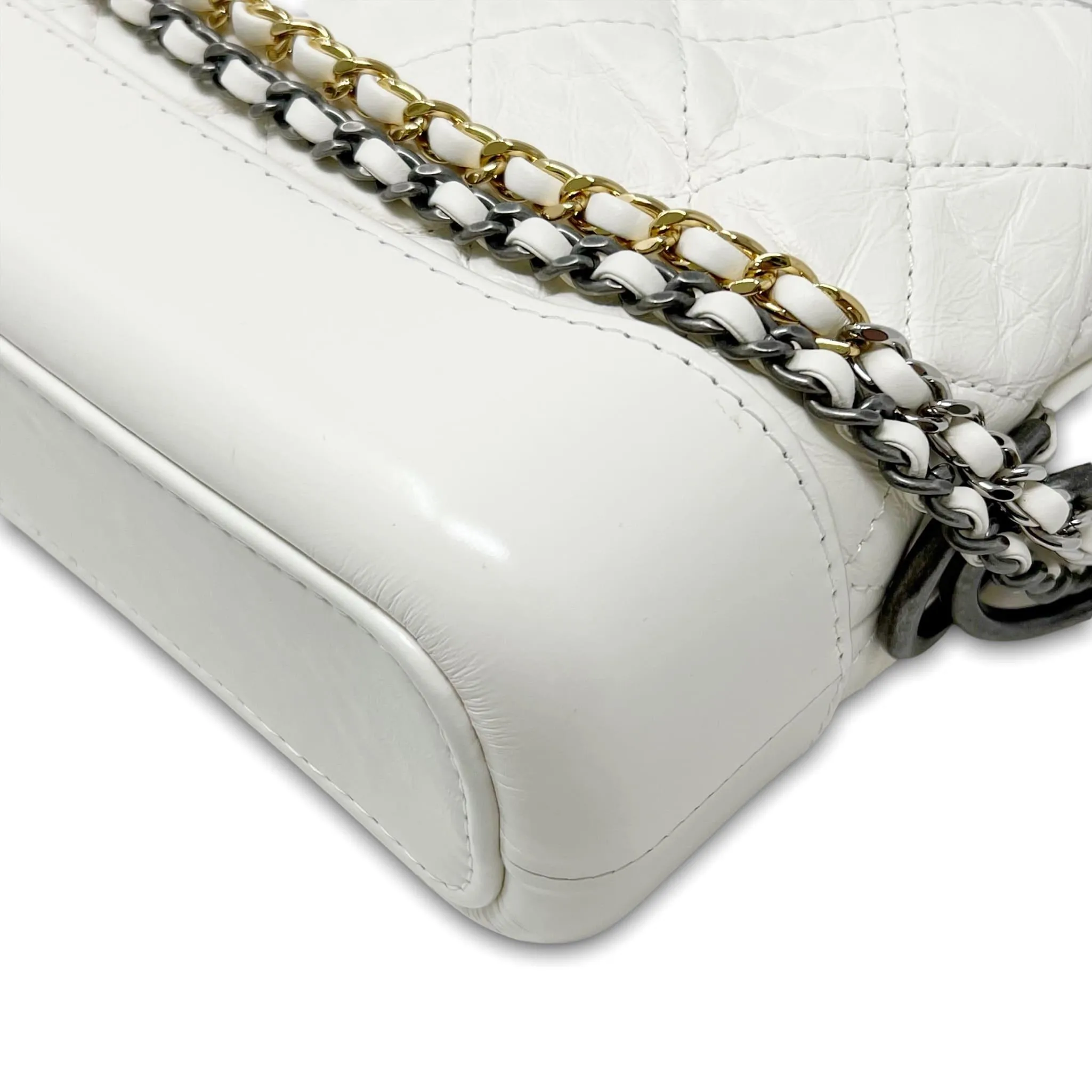 Chanel White Aged Calfskin Small Gabrielle Bag