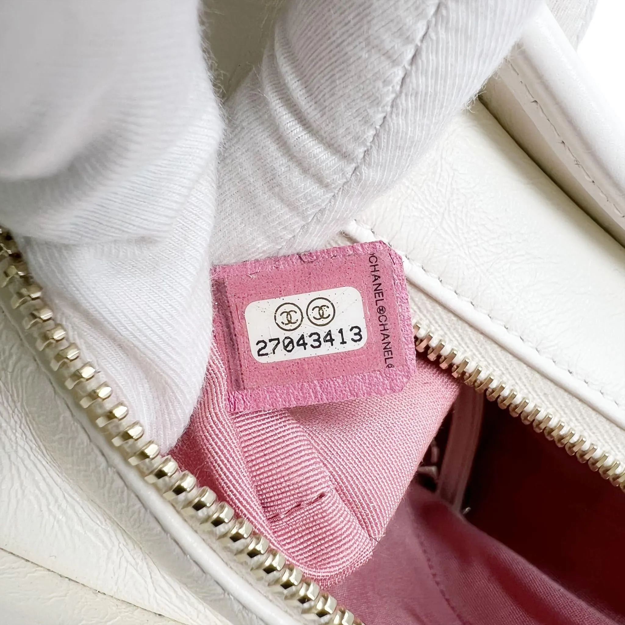 Chanel White Aged Calfskin Small Gabrielle Bag