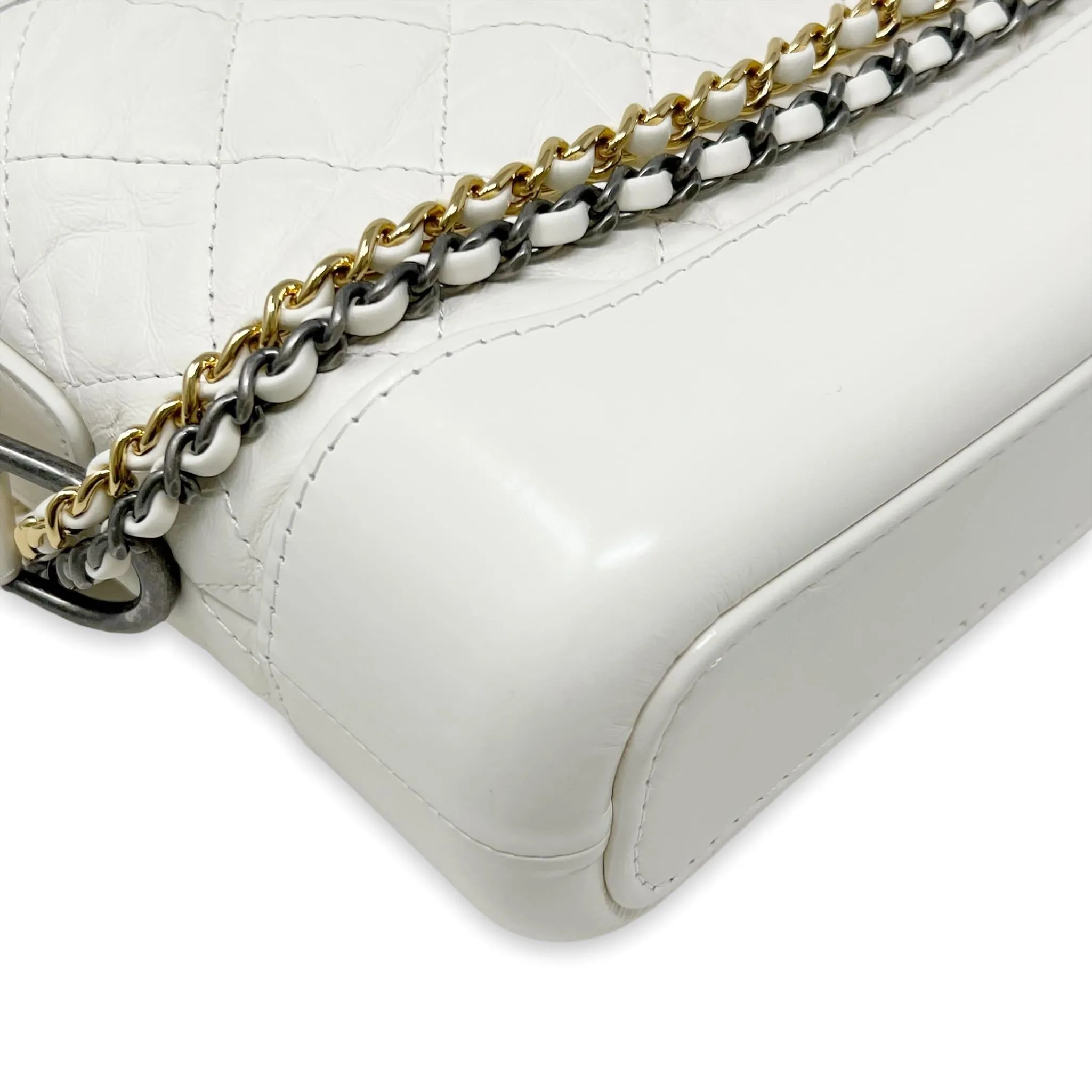 Chanel White Aged Calfskin Small Gabrielle Bag