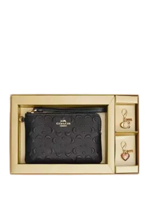 Coach Boxed Corner Zip Wristlet In Signature Leather