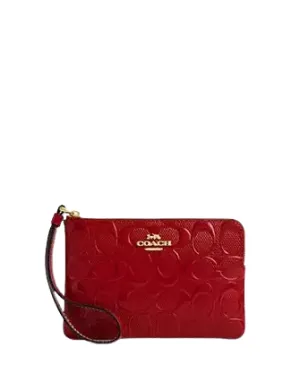 Coach Corner Zip In Signature Leather