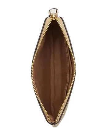 Coach Corner Zip Wristlet In Signature Canvas With Heart Print