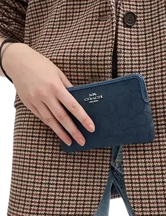 Coach Corner Zip Wristlet In Signature Jacquard